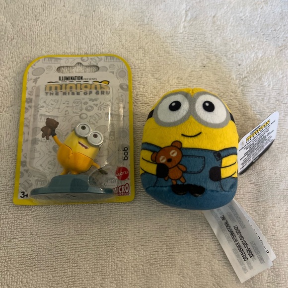 Minions The Rise of Gru Bob - 2” Micro Figure/Cake Topper and Mini 3” Plush New - Picture 1 of 1